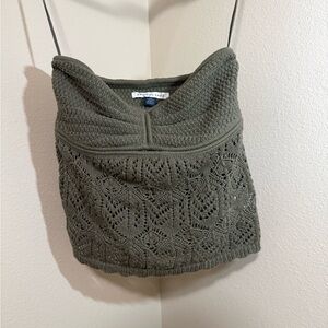 American Eagle Green strapless crochet tank top